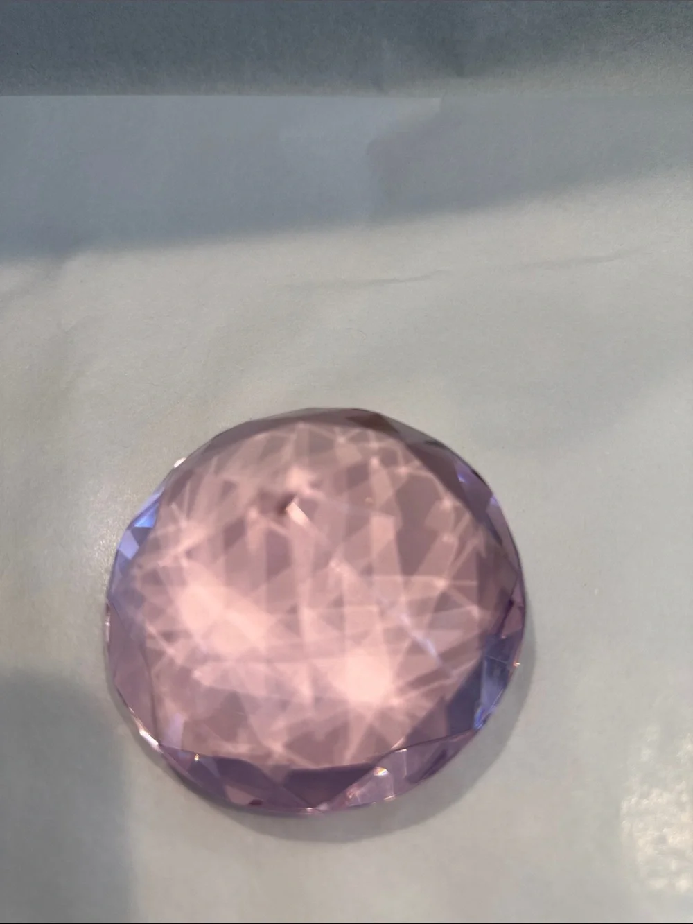 Faceted Pink Crystal Accent Paperweight -